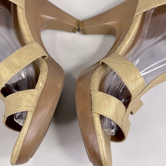 AVENUE Chrissy Vegan Leather Strappy Heels Gold-9W - Picture 9 of 9